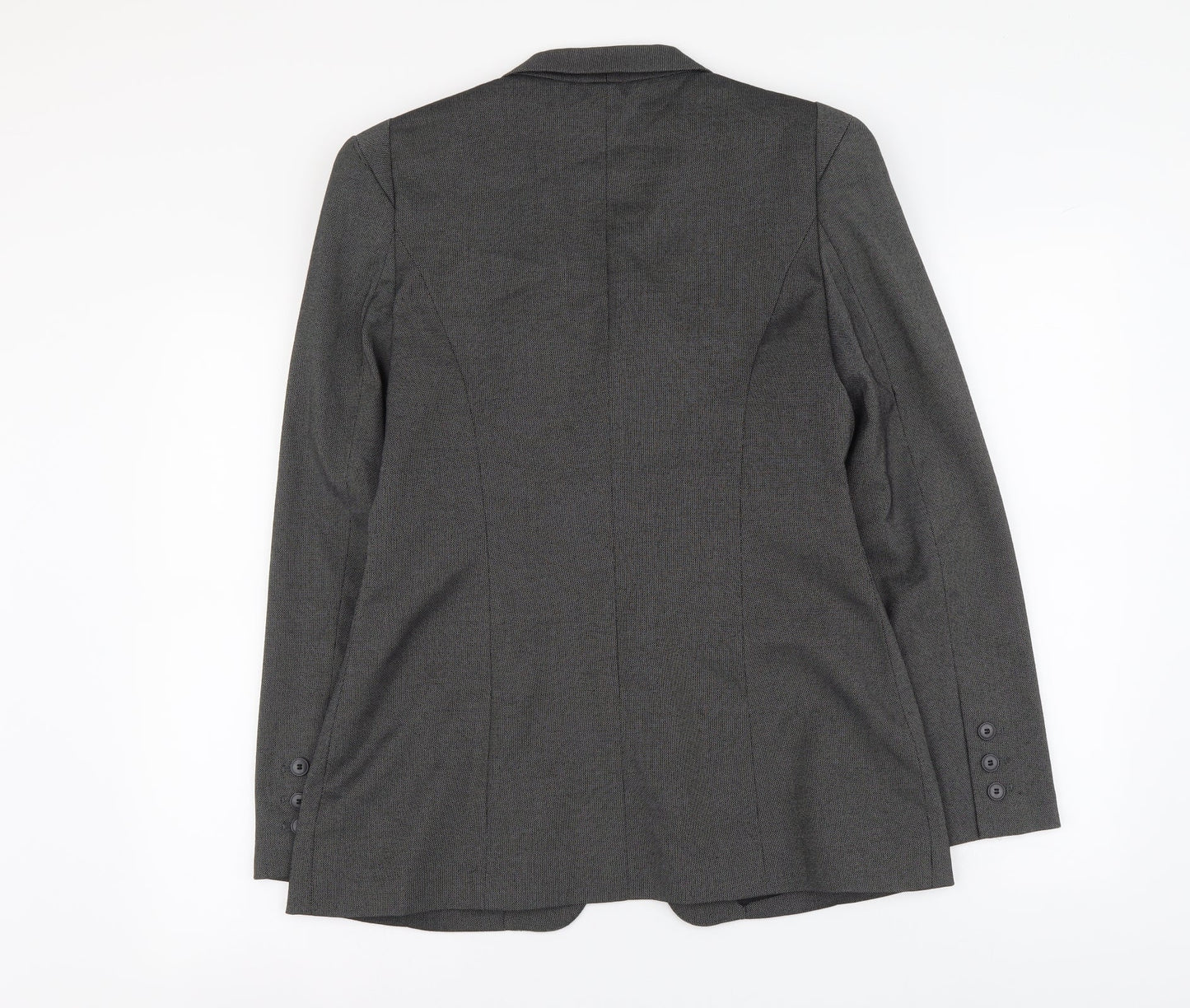 Preworn Womens Grey Polyester Jacket Suit Jacket Size 12