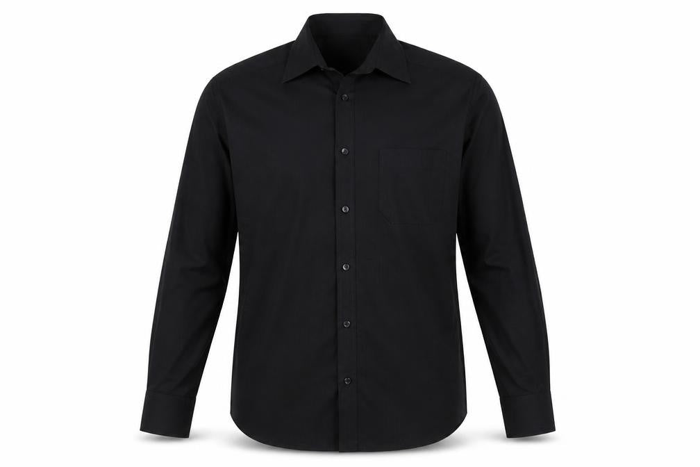 Collection Mens Black Polyester Button-Up Size 15 Collared Button