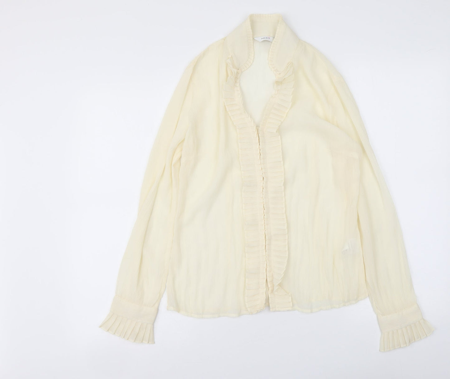 NEXT Womens Ivory Polyester Basic Blouse Size 10 V-Neck
