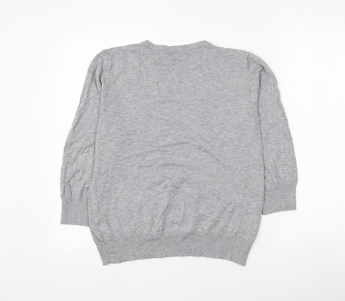 Bonmarché Womens Grey Round Neck Viscose Pullover Jumper Size M