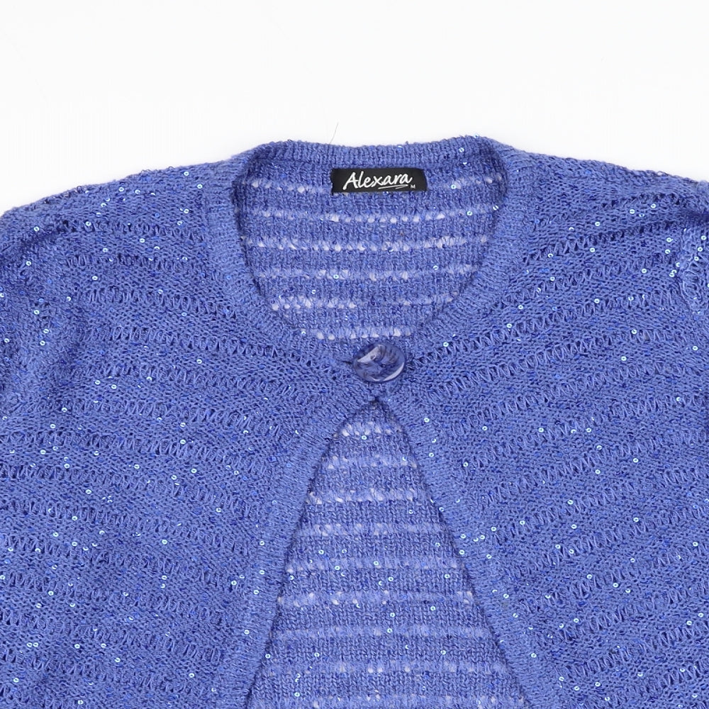 Alexara Womens Blue Round Neck Polyester Cardigan Jumper Size M