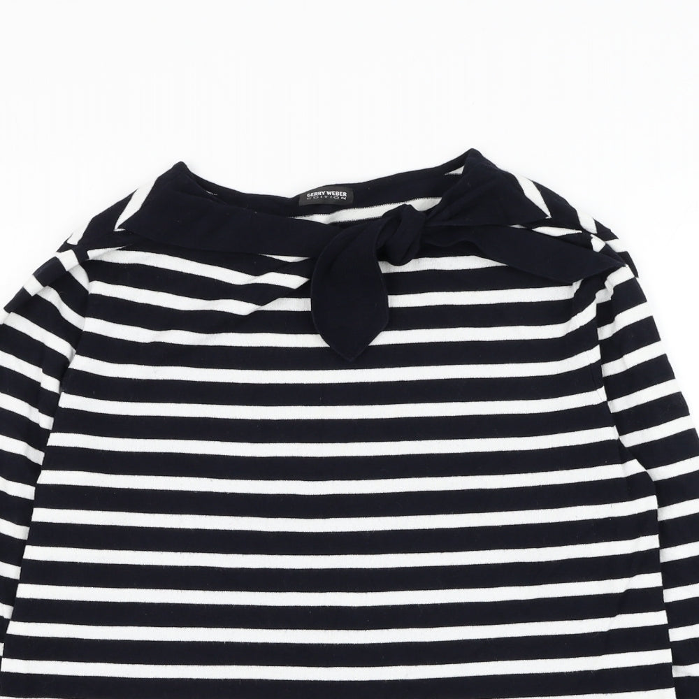 Gerry Weber Womens Black Boat Neck Striped Viscose Pullover Jumper Size 16
