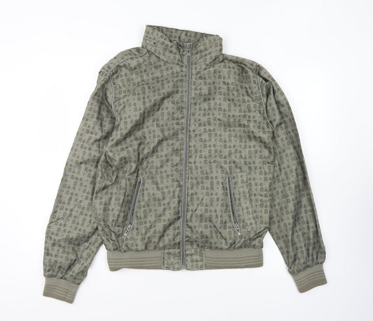 Preworn Womens Green Geometric Jacket Size S Zip - Pacman