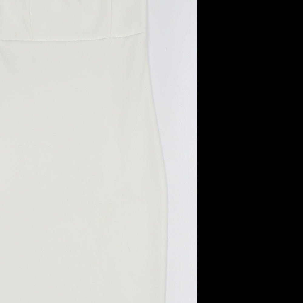 Missguided Womens White Polyester Pencil Dress Size 8 Off the Shoulder Pullover