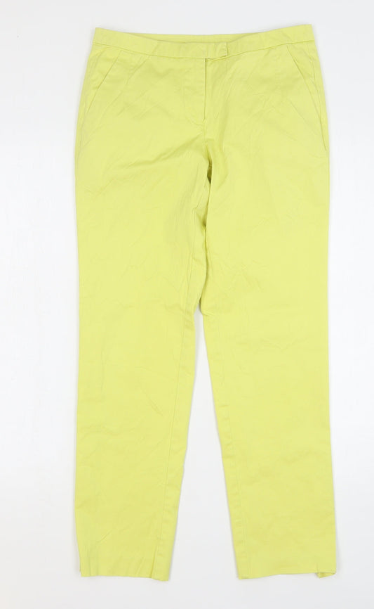 Stile Benetton Womens Yellow Polyester Trousers Size 30 in L28 in Regular Zip