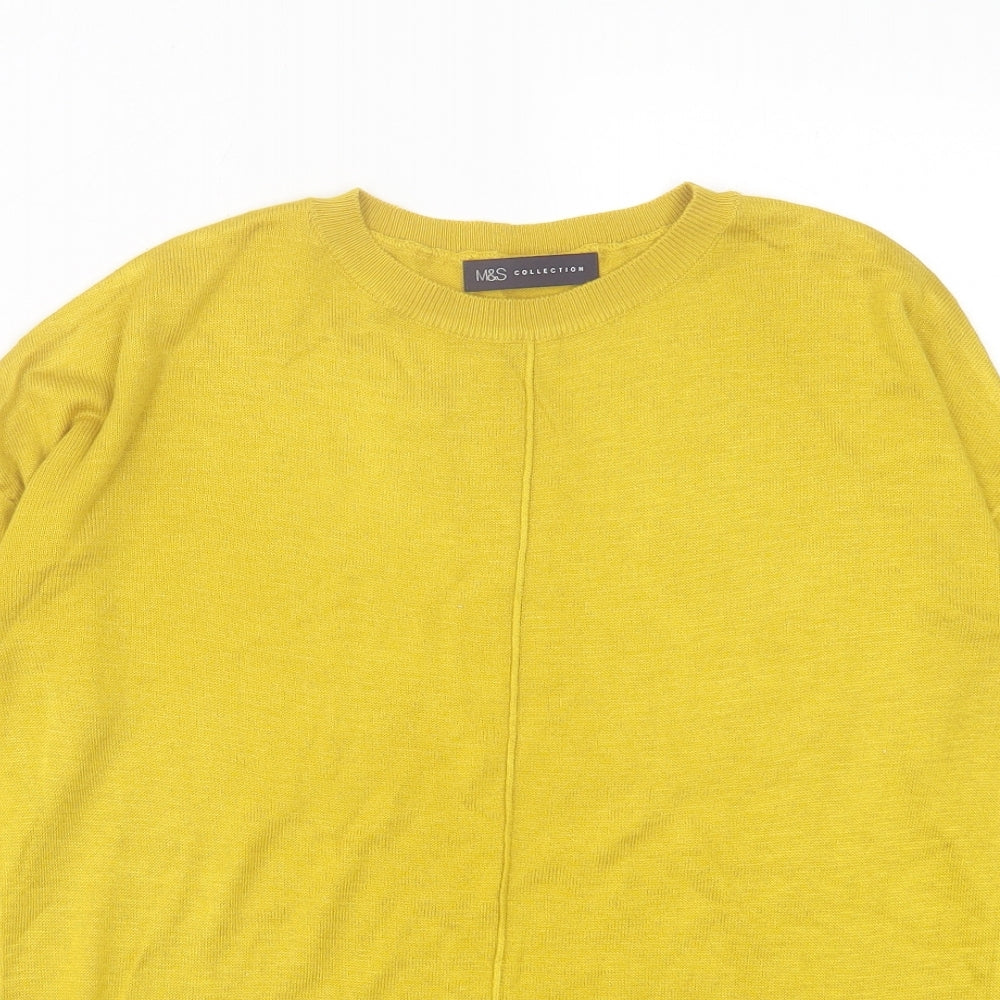 Marks and Spencer Womens Yellow Crew Neck Acrylic Pullover Jumper Size S