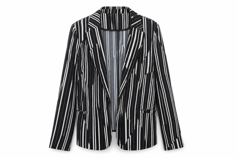 H7m Womens Black Striped Jacket Size 8