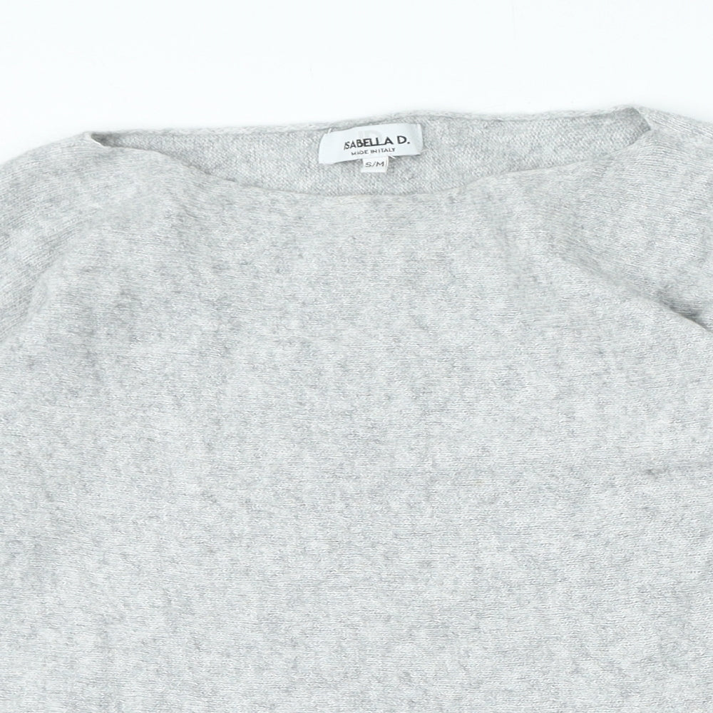 Isabella D Womens Grey Round Neck Wool Pullover Jumper Size S
