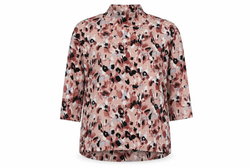 Marks and Spencer Womens Multicoloured Mock Neck Geometric Polyester Pullover Jumper Size 8