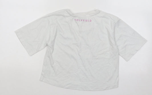Holyfield Girls White Cotton Basic T-Shirt Size 9-10 Years Round Neck Pullover