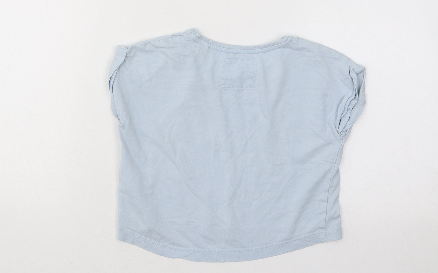 TU Girls Blue Cotton Basic T-Shirt Size 4 Years Round Neck Pullover - Shell