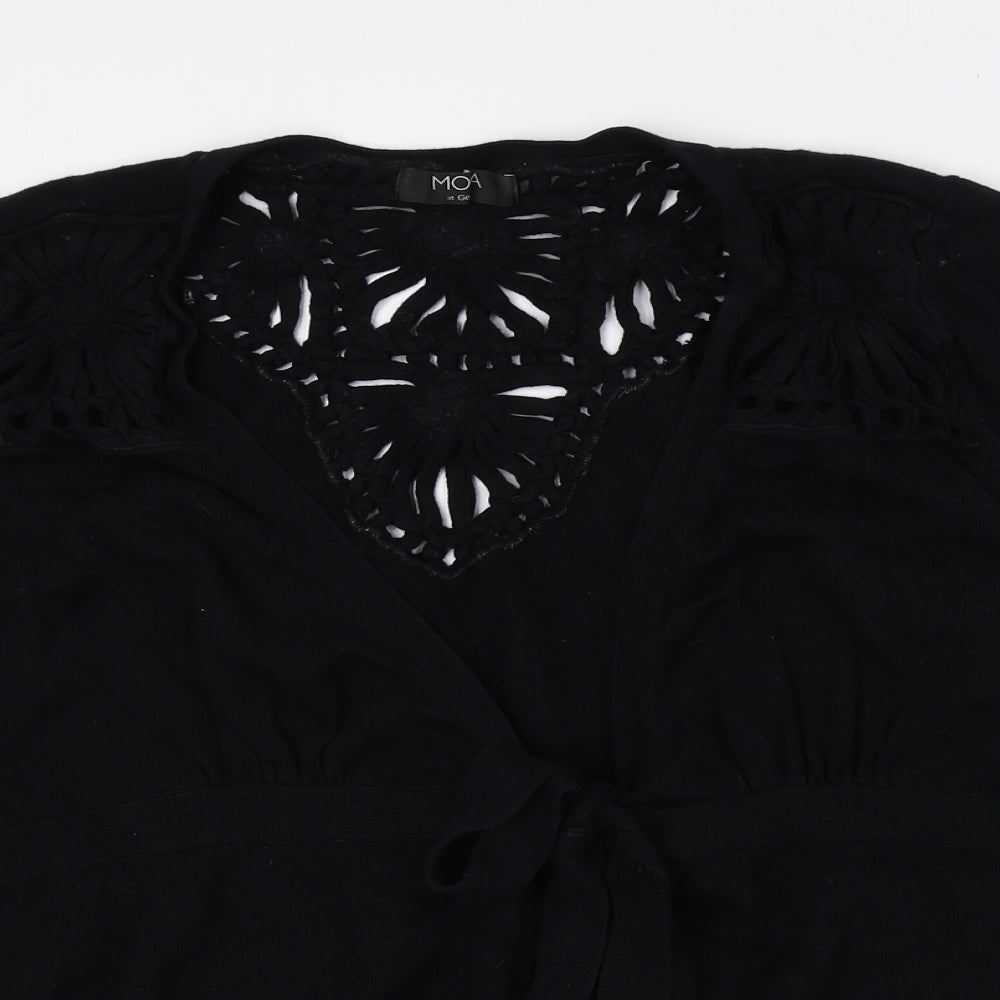 Moda Womens Black V-Neck 100% Cotton Cardigan Jumper Size 18 - Tie String