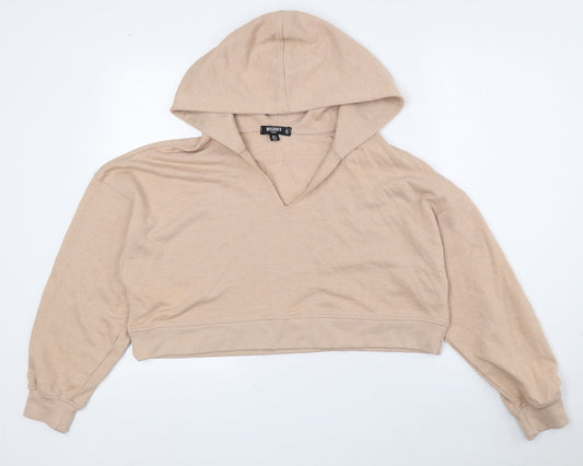 Missguided Womens Beige Polyester Pullover Hoodie Size 8 Pullover - Petite, Cropped