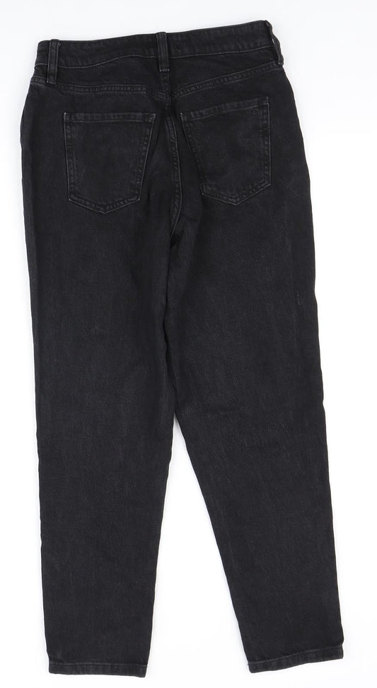 F&F Womens Black Polyester Straight Jeans Size 8 L28 in Regular Zip