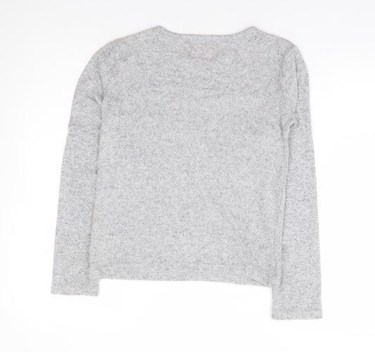 Primark Girls Grey Polyester Jersey T-Shirt Size 12-13 Years Round Neck Pullover - #teamsanta