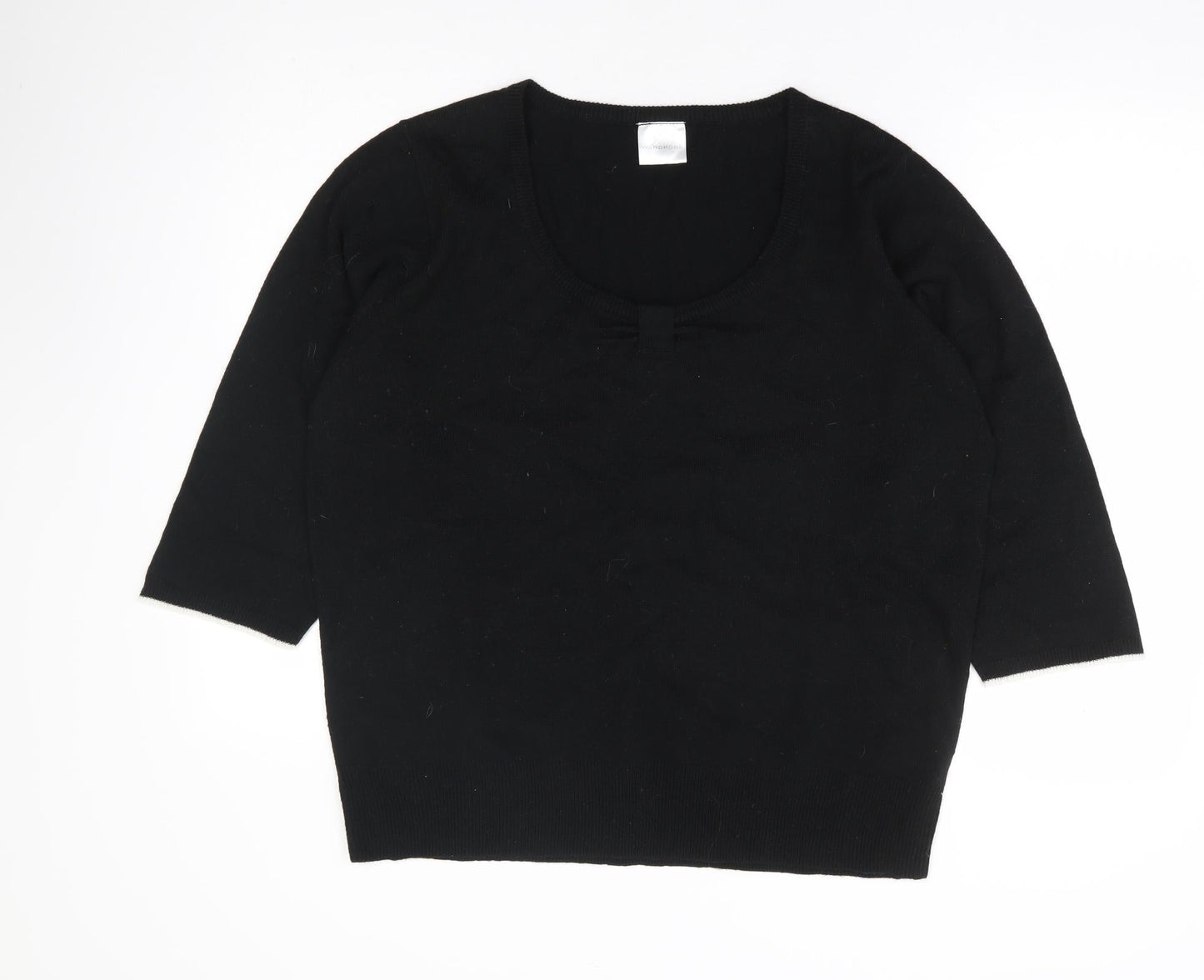 Wardrobe Womens Black Scoop Neck Acrylic Pullover Jumper Size 16