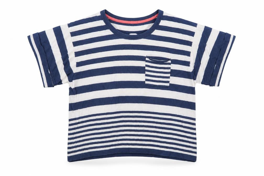 Olive and Olivia Womens Blue Round Neck Striped 100% Cotton Pullover Jumper Size XL