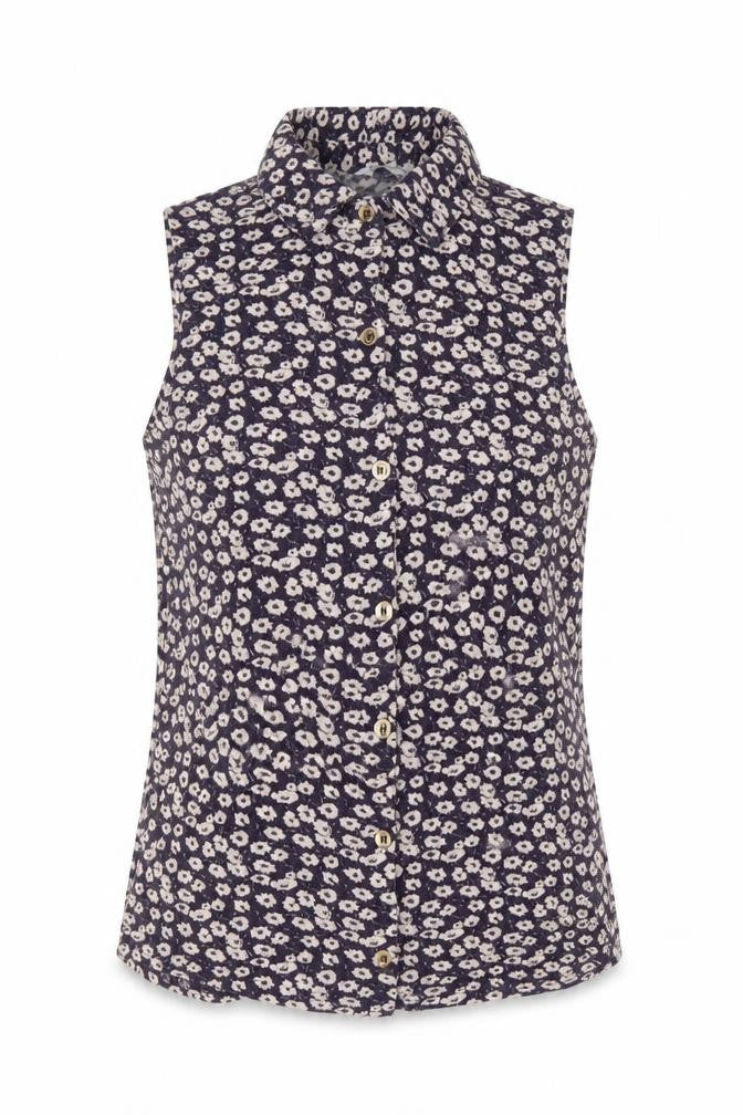 New Look Womens Purple Floral Viscose Basic Button-Up Size 8 Collared