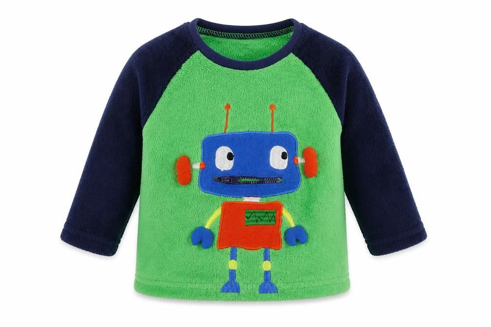 Primark Baby Green Solid Polyester Pyjama Top Size 9-12 Months Pullover - Robot