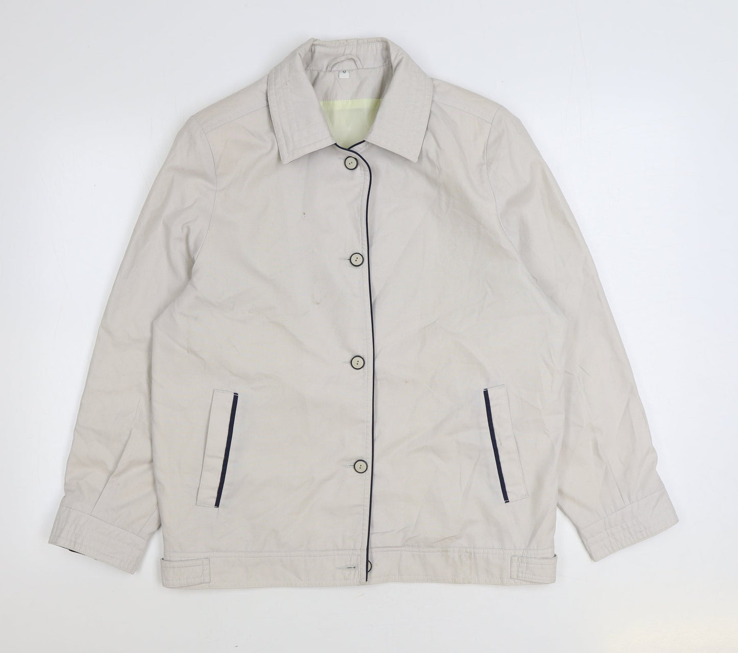 Preworn Womens Beige Jacket Size 12 Button