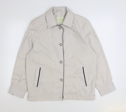 Preworn Womens Beige Jacket Size 12 Button