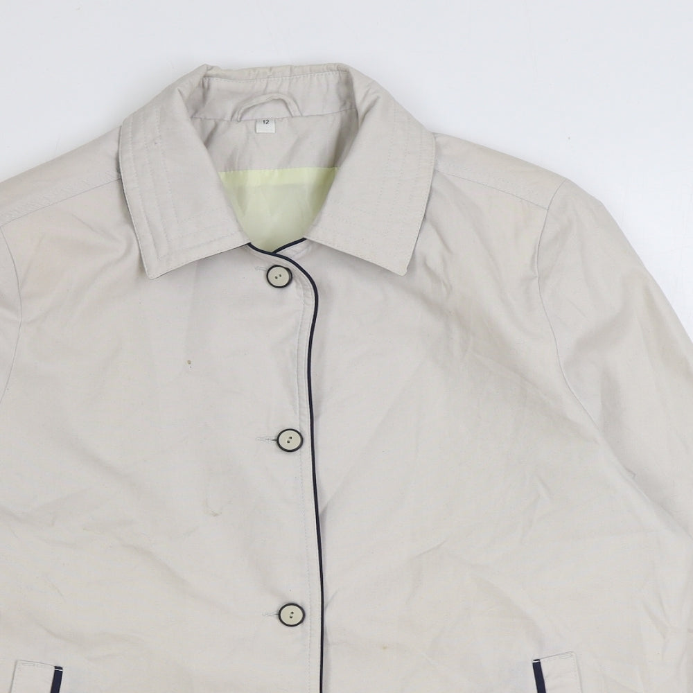 Preworn Womens Beige Jacket Size 12 Button