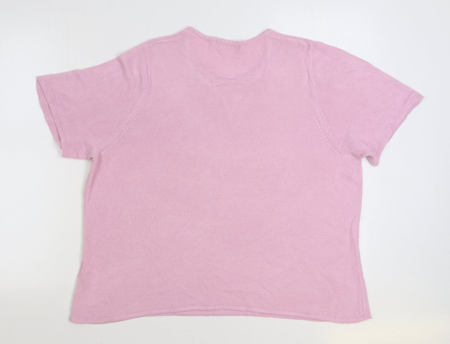 Bonmarché Womens Pink Round Neck Acrylic Pullover Jumper Size L