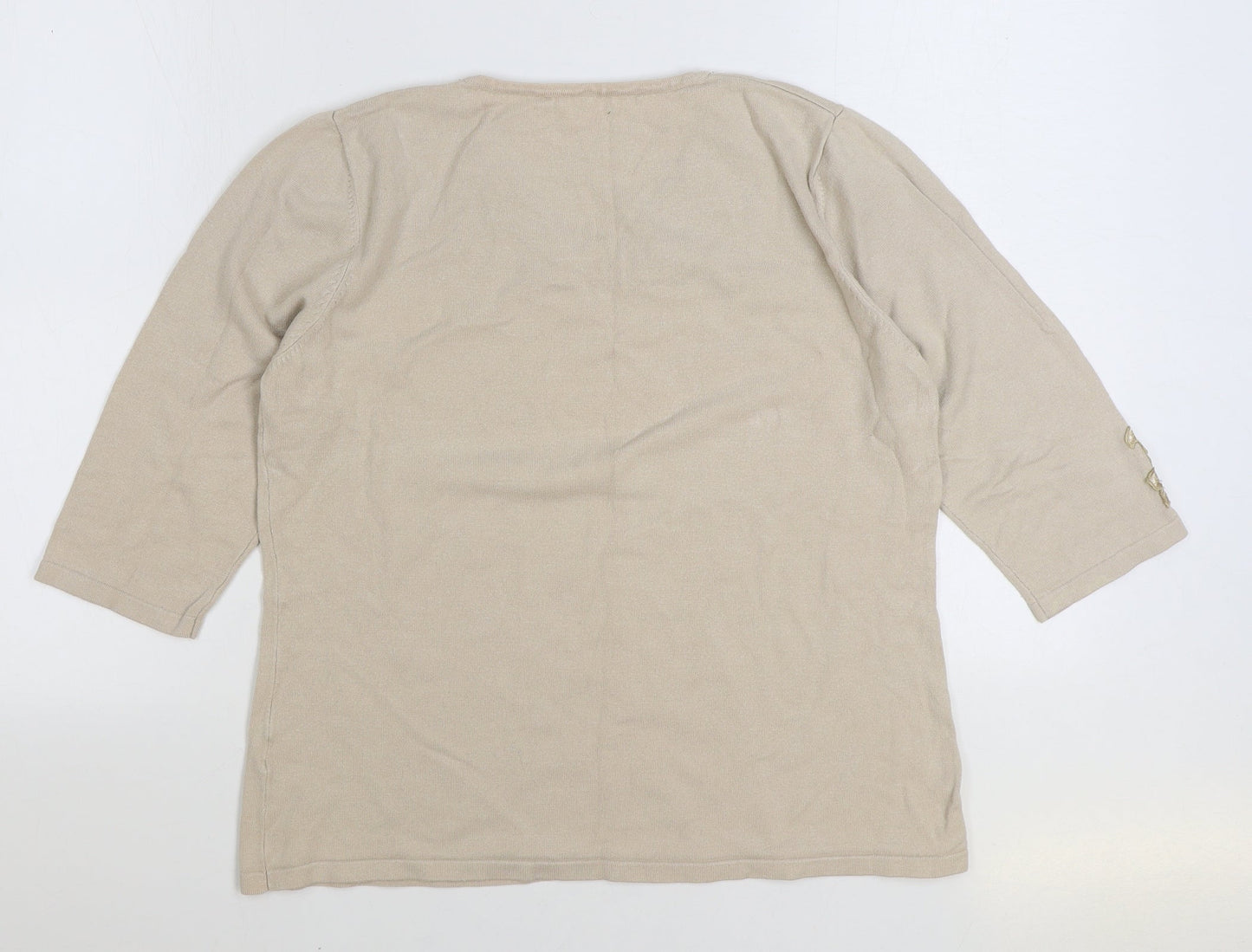 Sky Womens Beige V-Neck Viscose Pullover Jumper Size 4