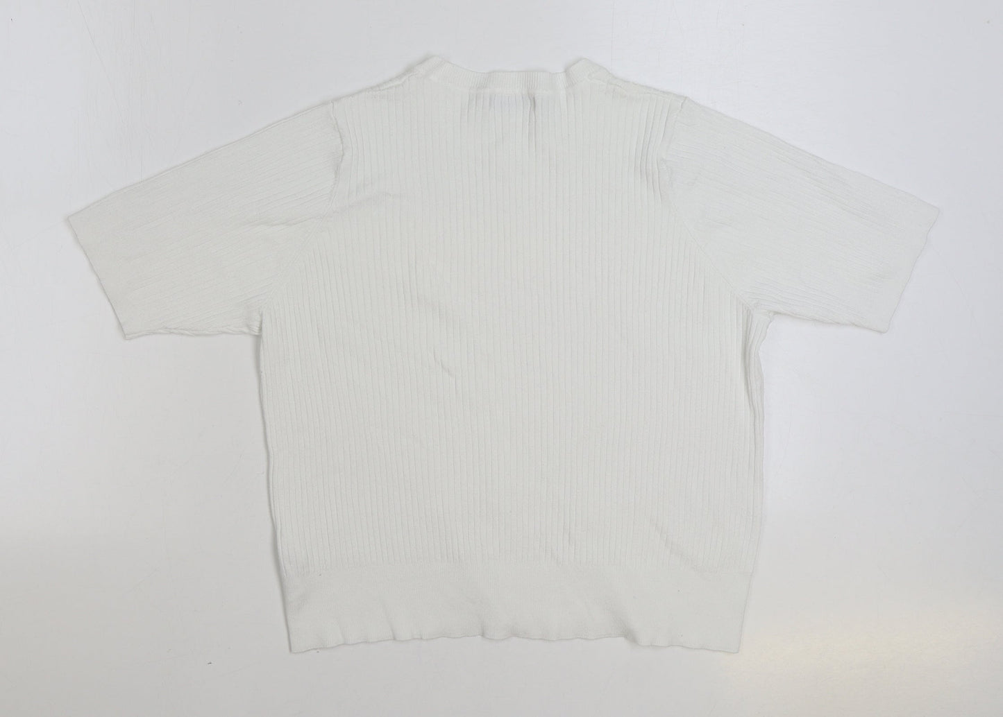 Marks and Spencer Womens White Round Neck Viscose Pullover Jumper Size 20