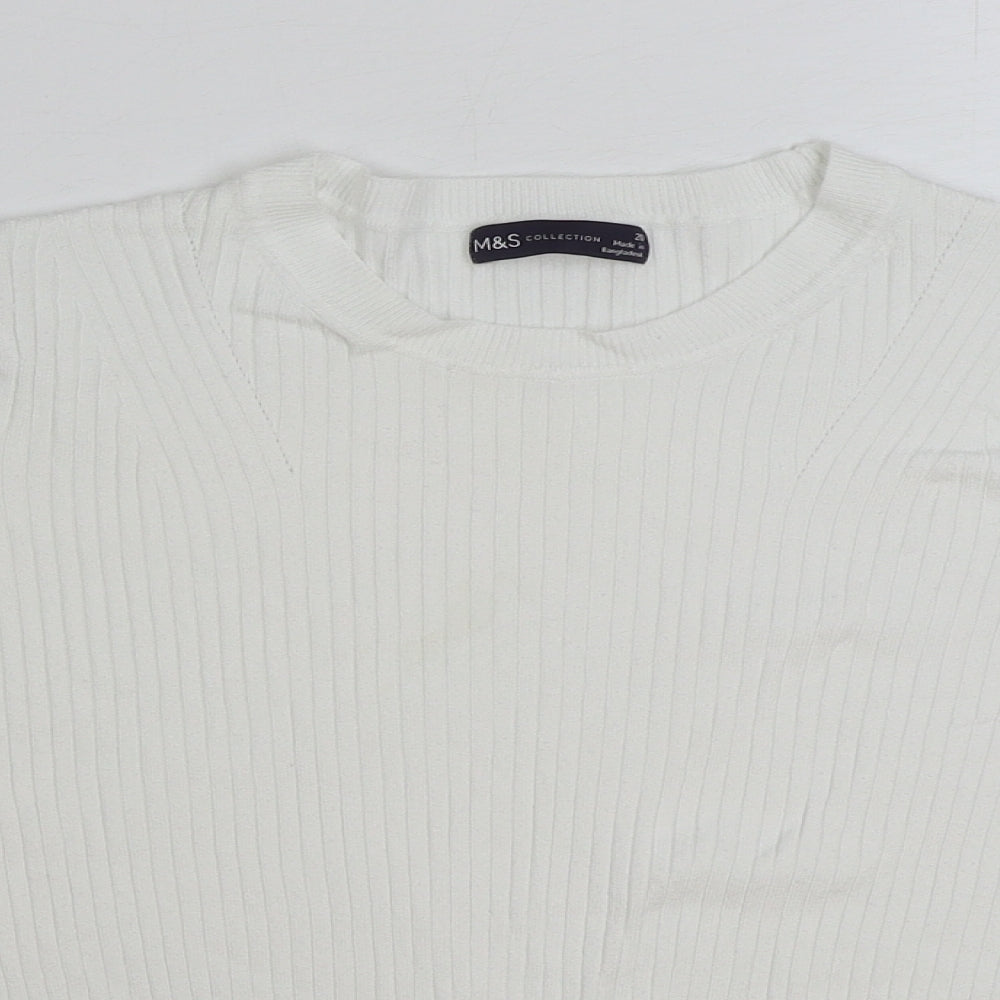Marks and Spencer Womens White Round Neck Viscose Pullover Jumper Size 20