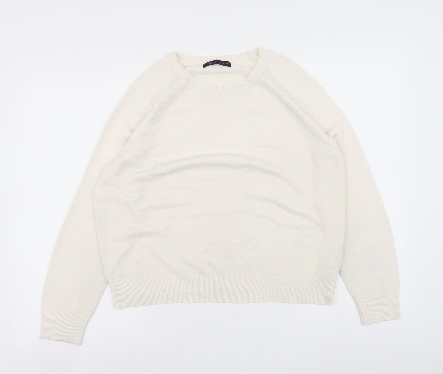 Marks and Spencer Womens Ivory Roll Neck Acrylic Pullover Jumper Size 14