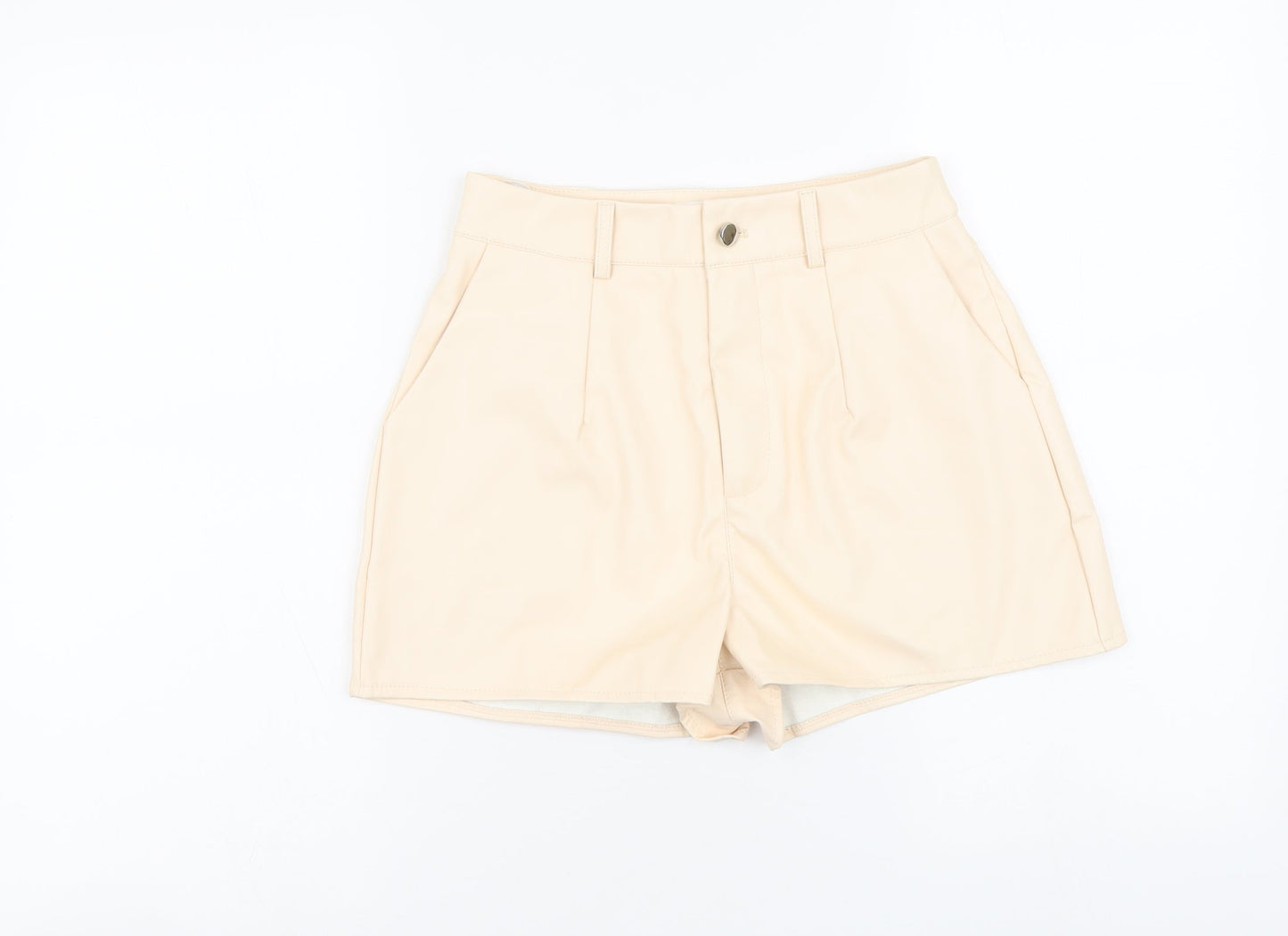 Missguided Womens Beige Polyester Paperbag Shorts Size 6 L3 in Regular Button