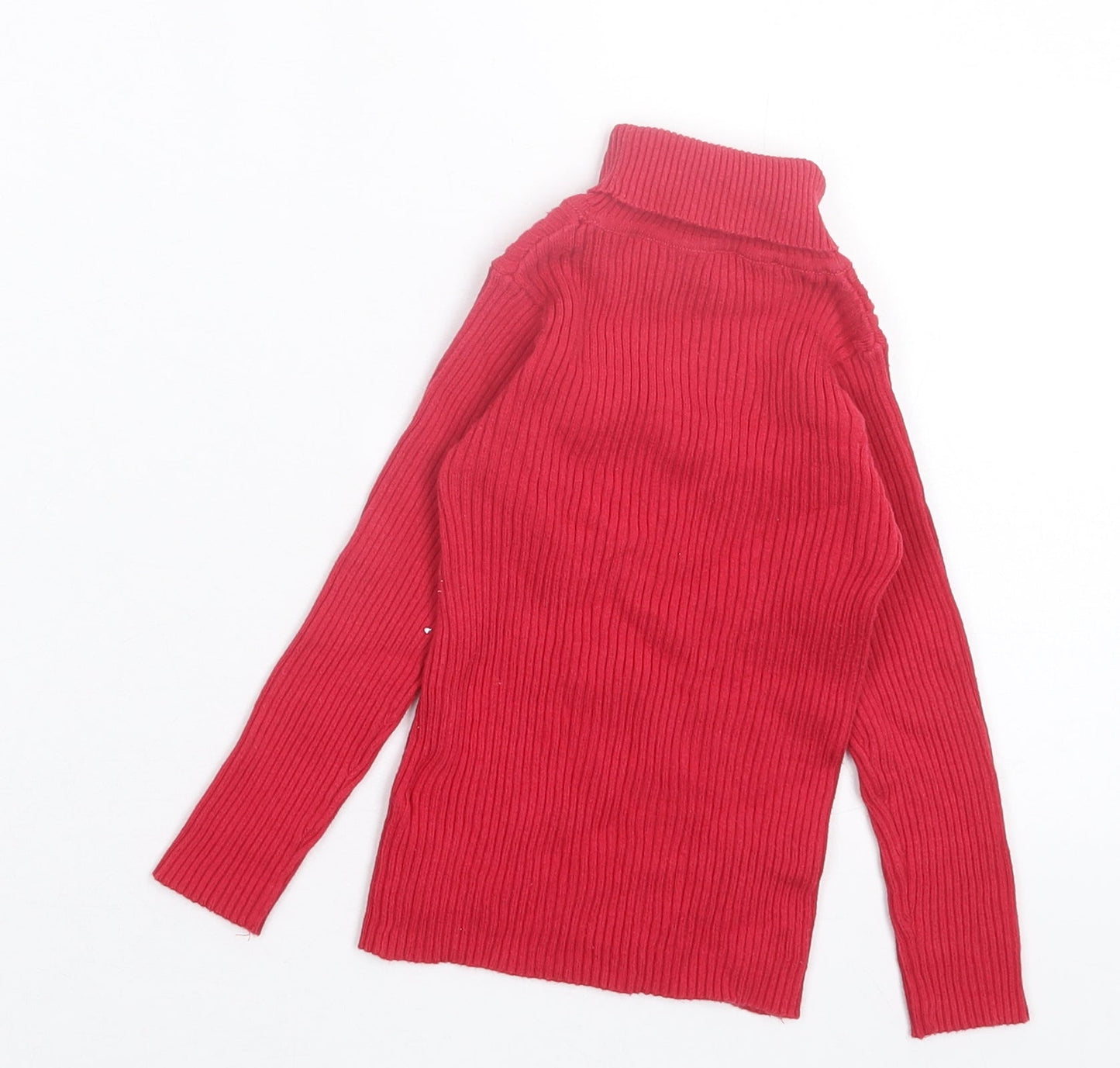 NEXT Girls Red Roll Neck Cotton Pullover Jumper Size 2 Years Pullover