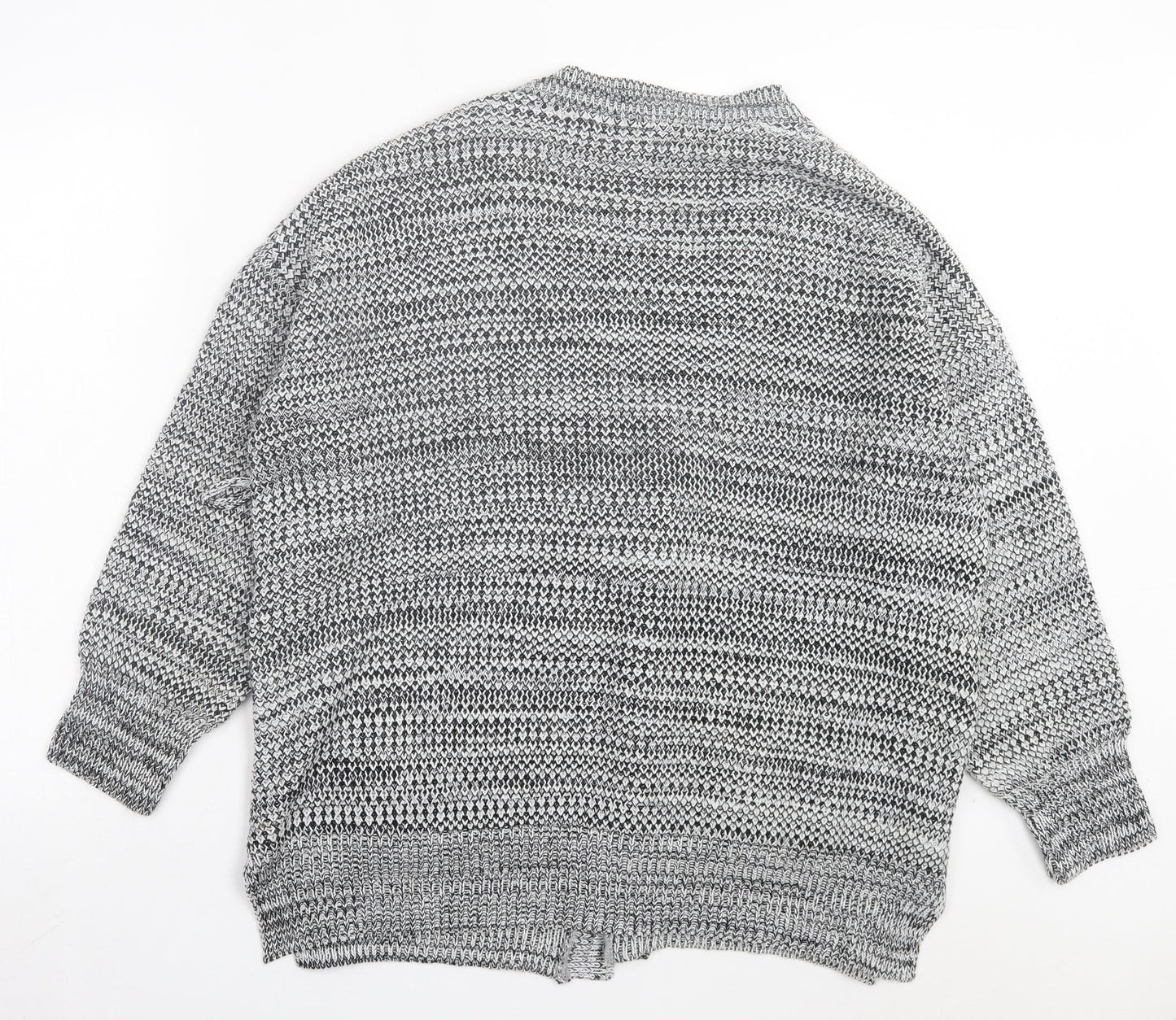 Label Be Womens Grey V-Neck Acrylic Cardigan Jumper Size 12