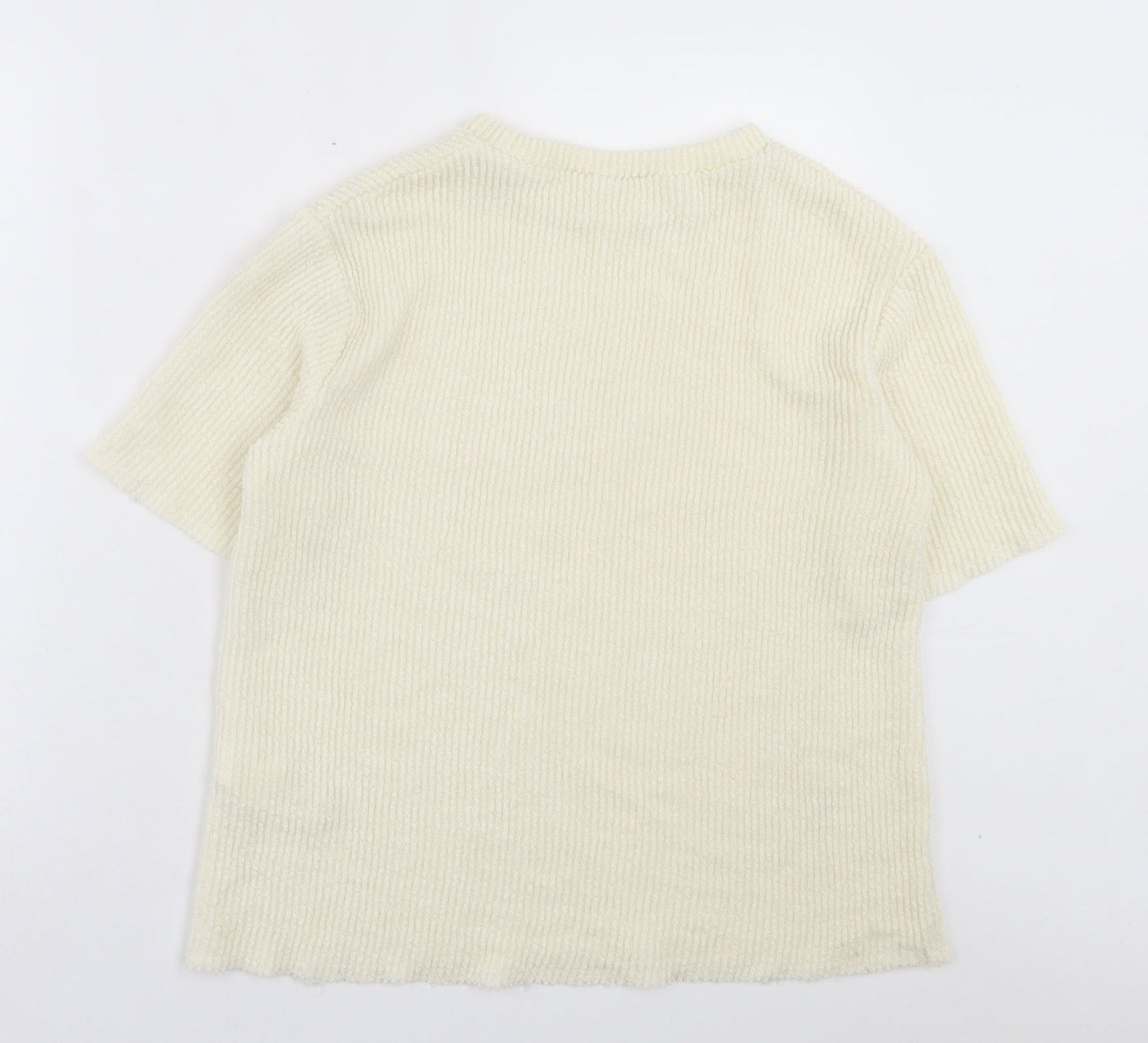 Zara Womens Ivory Crew Neck Acrylic Pullover Jumper Size S