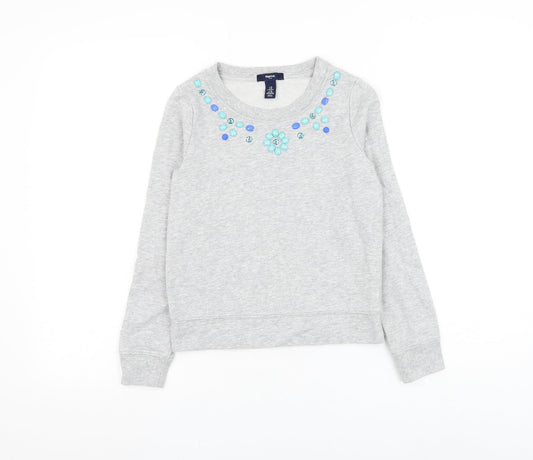 Gap Girls Grey Cotton Pullover Sweatshirt Size 8-9 Years Pullover