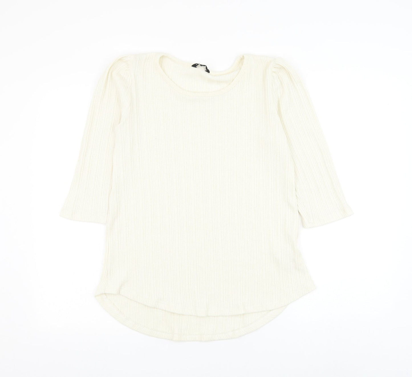 Peacocks Womens White Round Neck Polyester Pullover Jumper Size 12