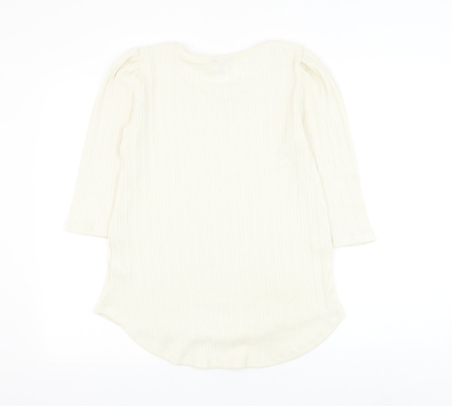 Peacocks Womens White Round Neck Polyester Pullover Jumper Size 12