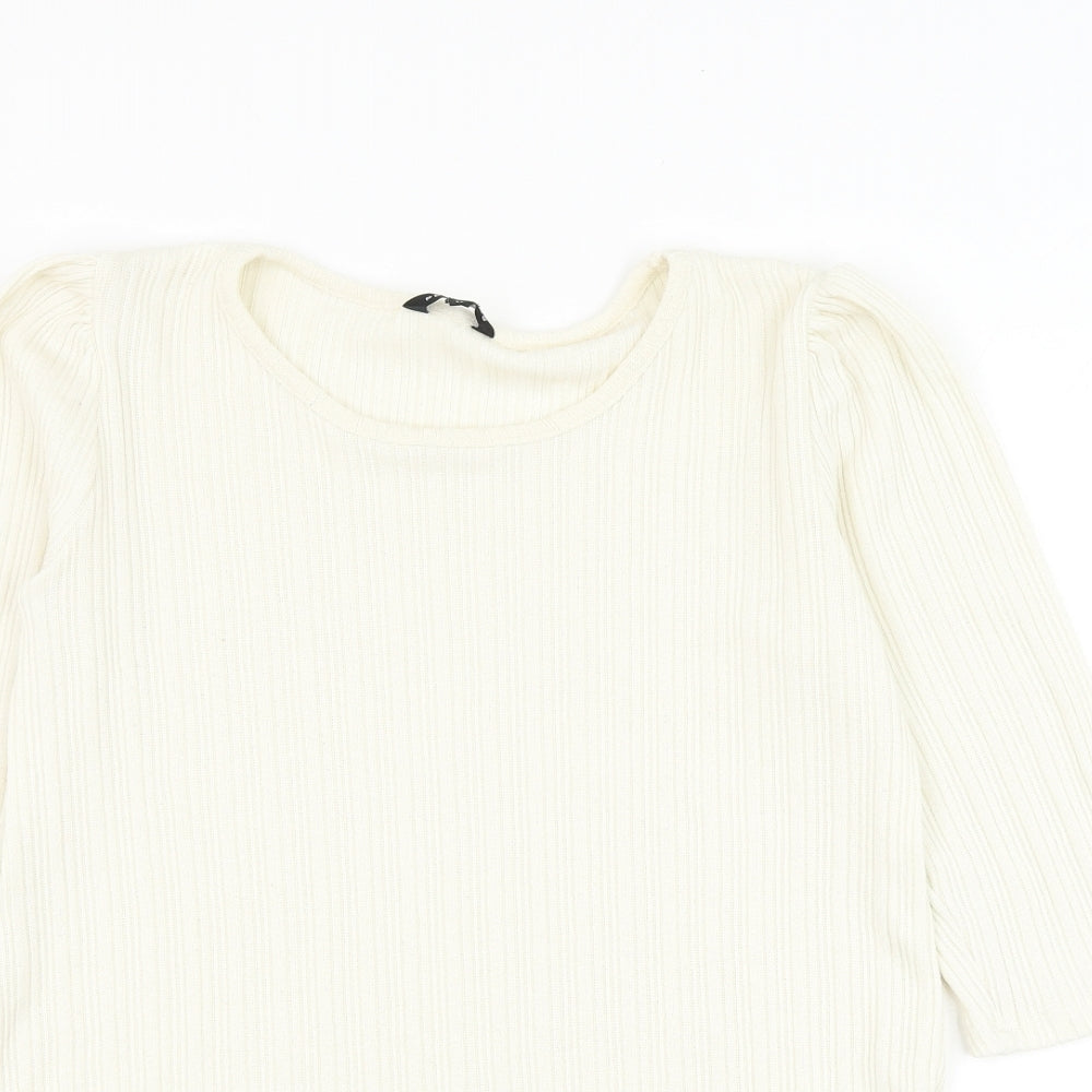 Peacocks Womens White Round Neck Polyester Pullover Jumper Size 12