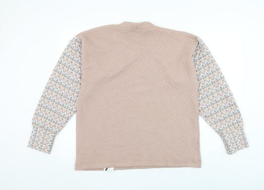 Preworn Womens Pink Geometric Polyester Pullover Sweatshirt Size L Pullover