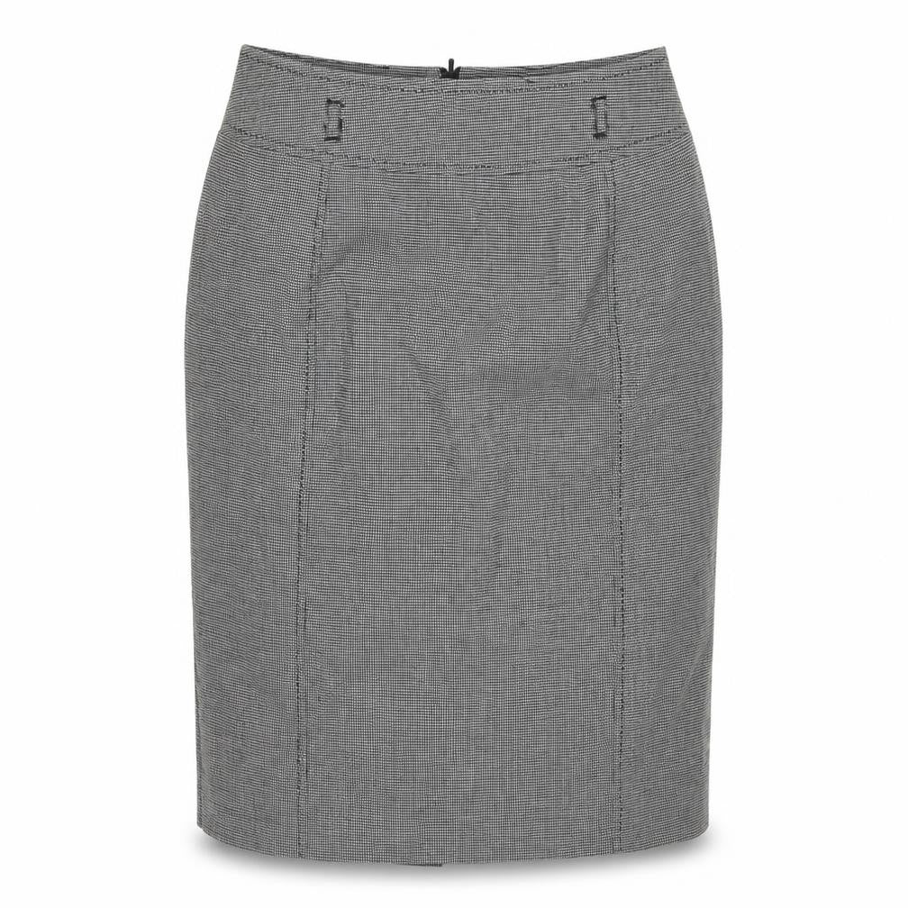 Marks and Spencer Womens Black Geometric Polyester Straight & Pencil Skirt Size 6 - Houndstooth print.