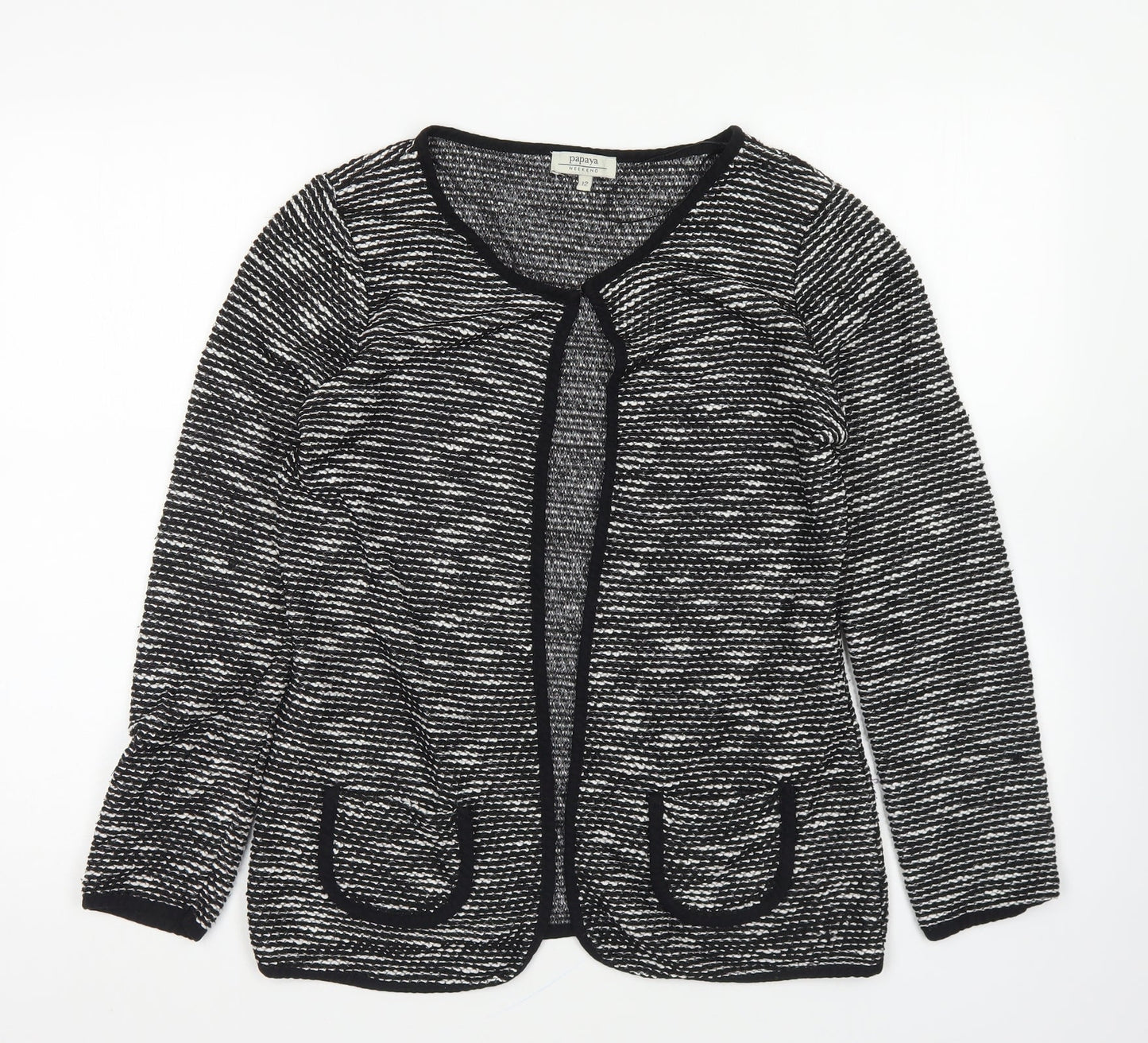 Papaya Womens Black Jacket Blazer Size 12 Hook & Eye
