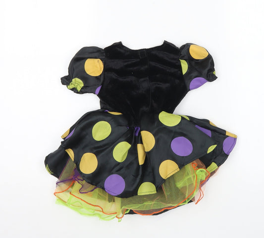 Hallow Scream Girls Multicoloured Polka Dot Polyester Skater Dress Size 12 Months Square Neck Pullover - Halloween costume