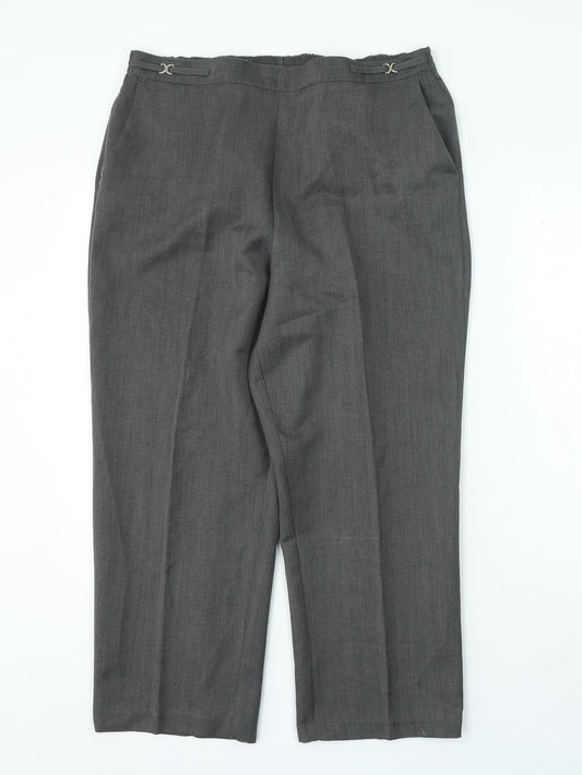 Petites Womens Grey Polyester Cropped Trousers Size L L25 in Regular