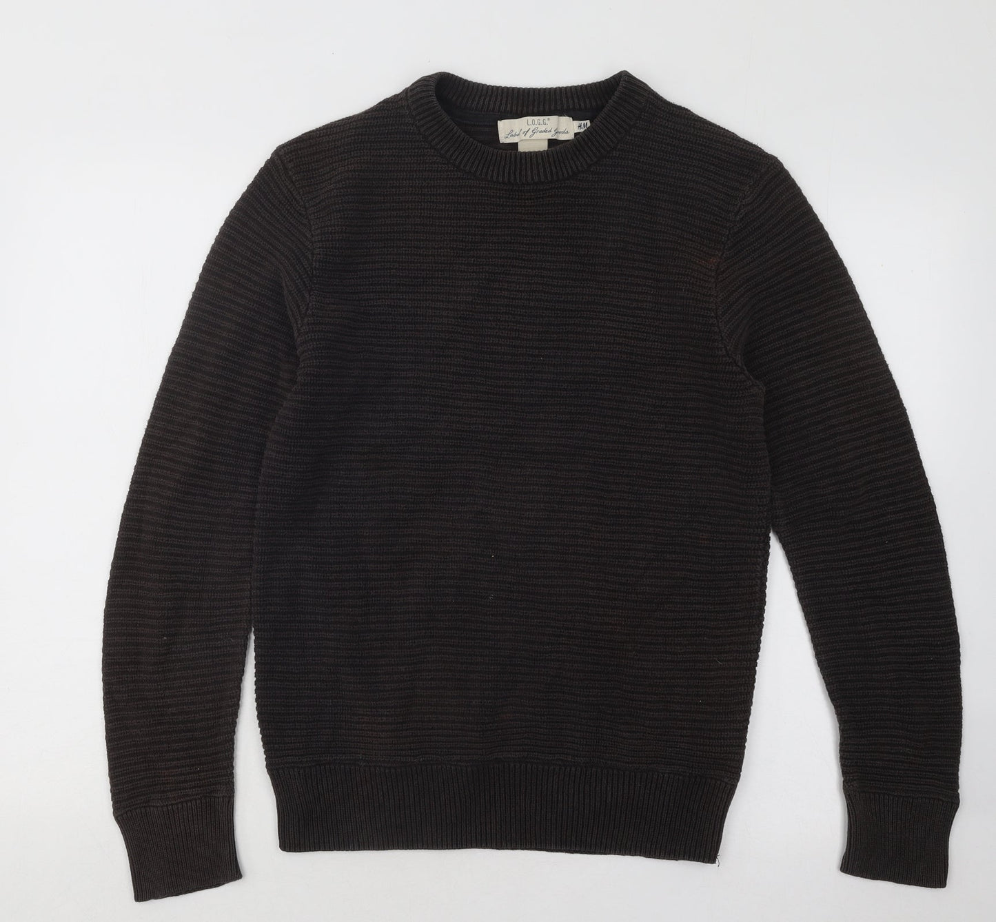 H&M Womens Brown Round Neck Cotton Pullover Jumper Size S