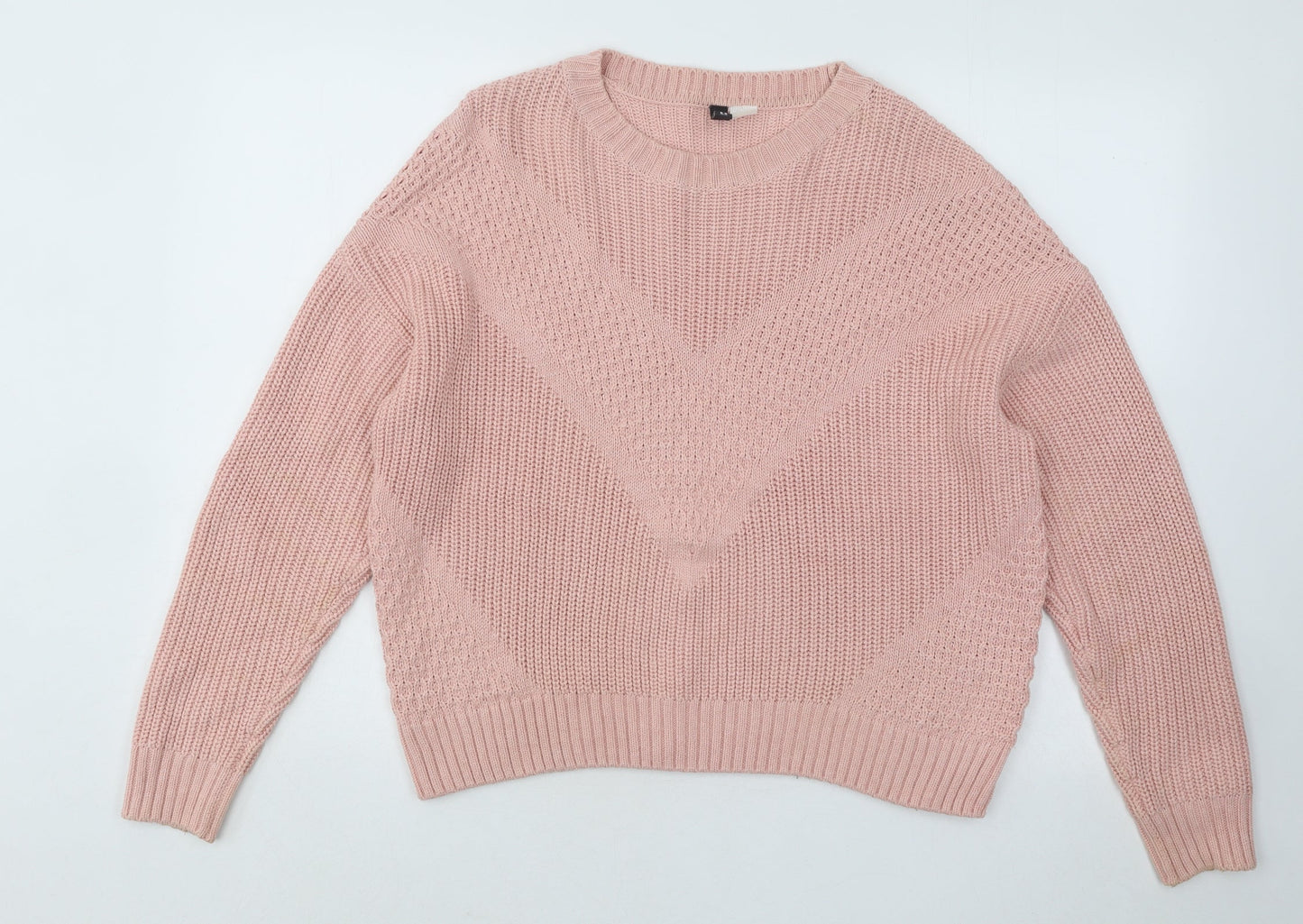 Divided by H&M Womens Pink Round Neck Acrylic Pullover Jumper Size S
