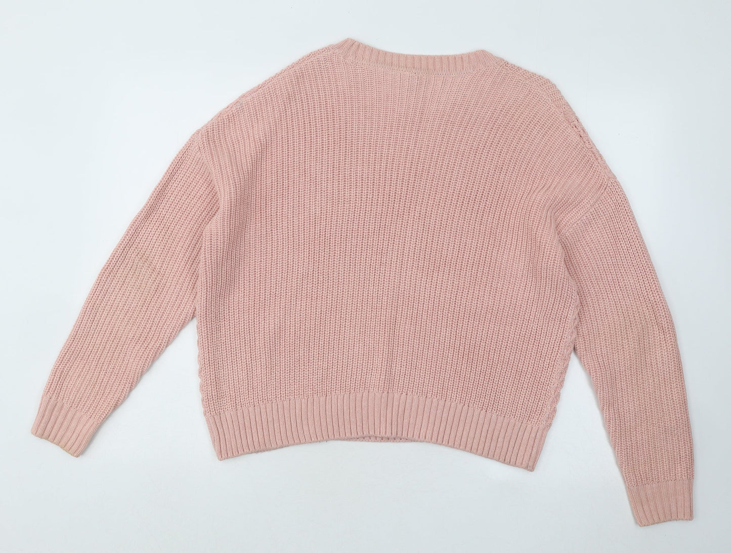 Divided by H&M Womens Pink Round Neck Acrylic Pullover Jumper Size S