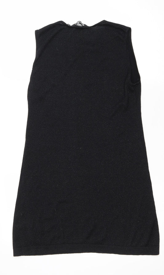 Brave Soul Womens Black Viscose Shift Size M Scoop Neck Pullover