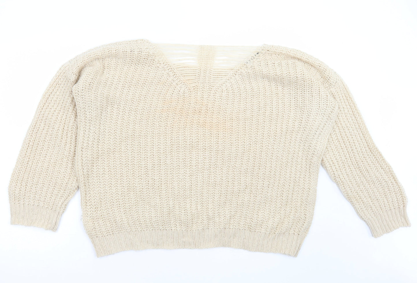 Internacionale Womens Beige Boat Neck Acrylic Pullover Jumper Size 16