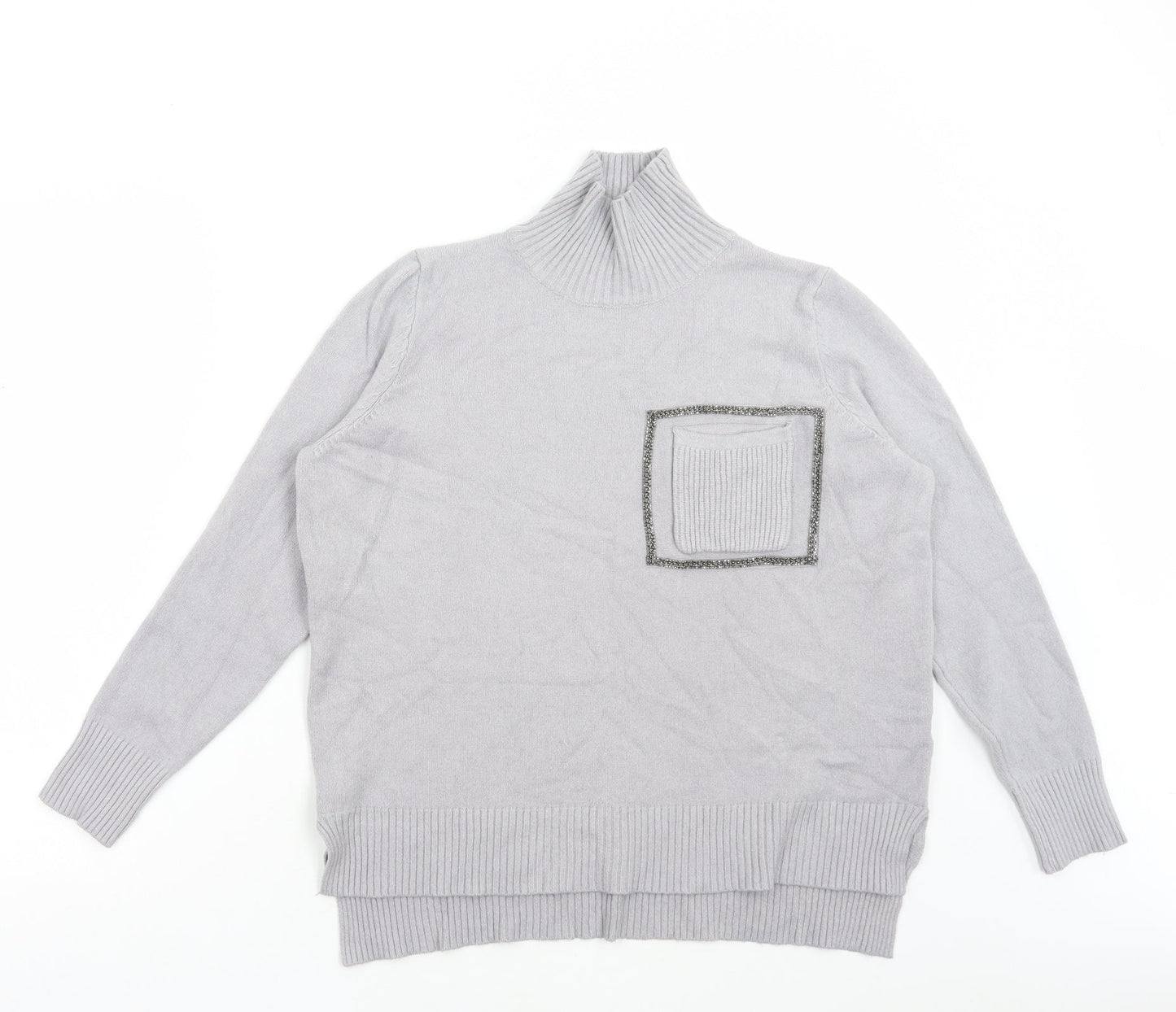 Foresta Bella Womens Grey Roll Neck Viscose Pullover Jumper Size S